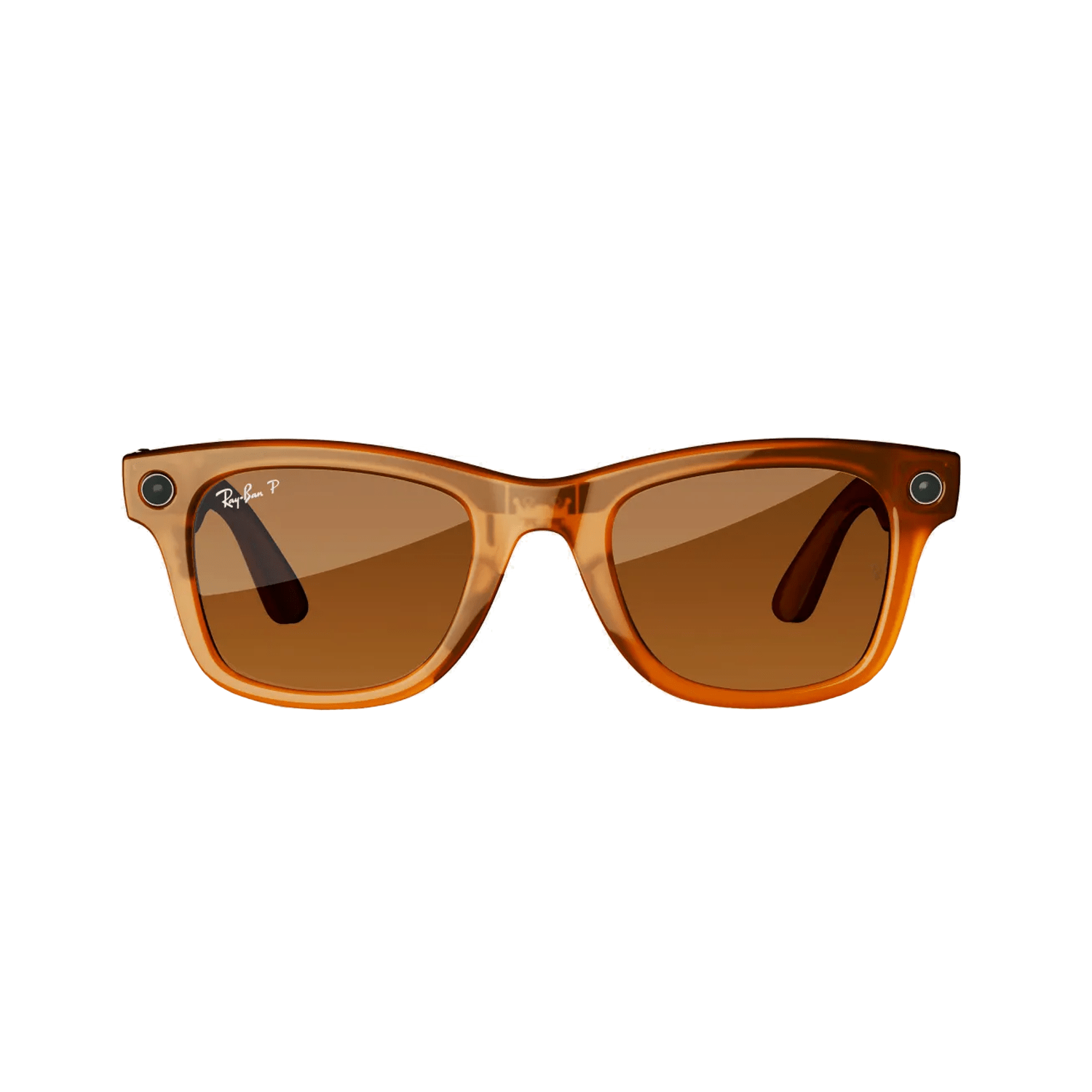 Ray-ban Meta Wayfarer Smart Glasses | Shiny Caramel Transparent Frame with Polarized Brown Lens