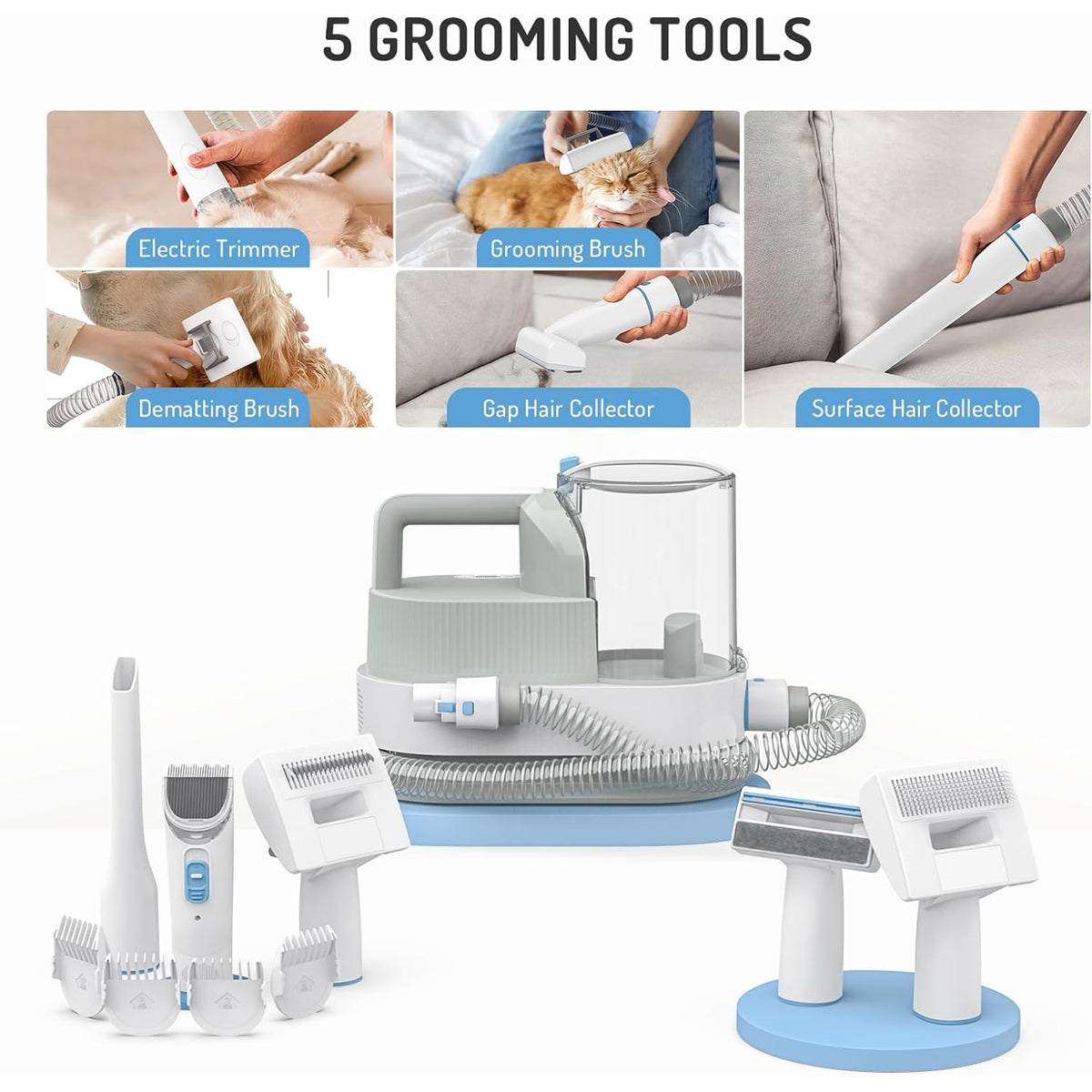 Rock RST10850  Multi-Functional Pet Grooming Kit 6-in-1 Vacuum & Pet Hair Dryer 4L