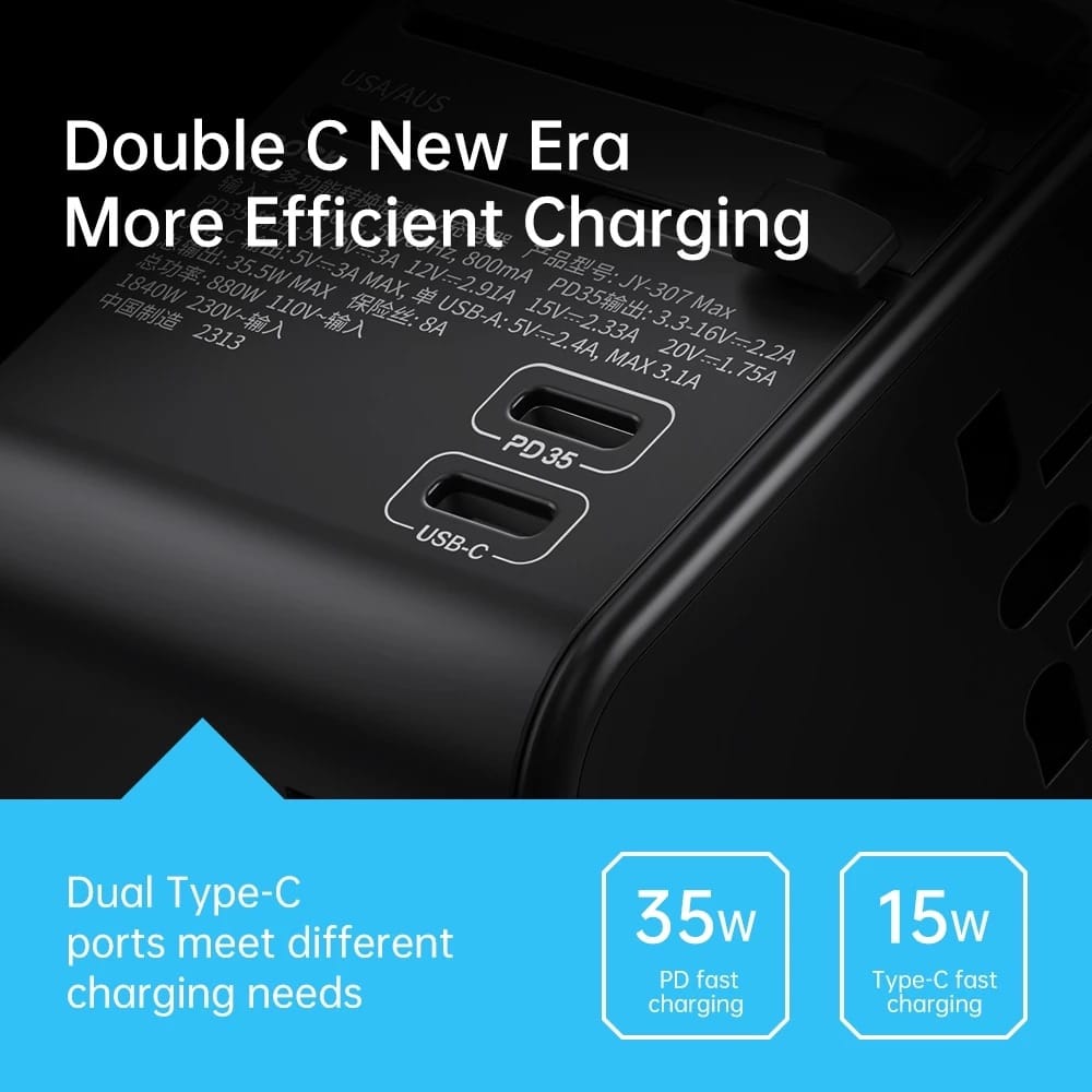 ROCK T62 Multifunctional World Travel Adapter PD 35W Fast Charger