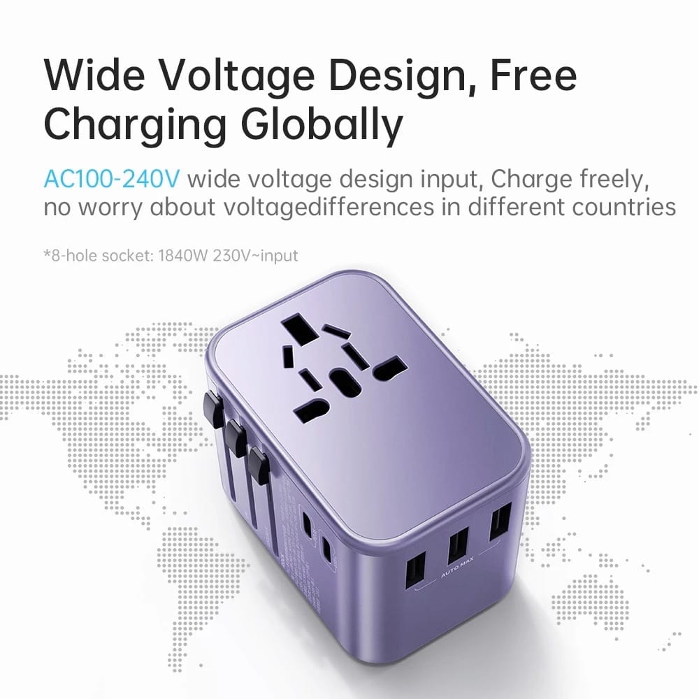 ROCK T62 Multifunctional World Travel Adapter PD 35W Fast Charger