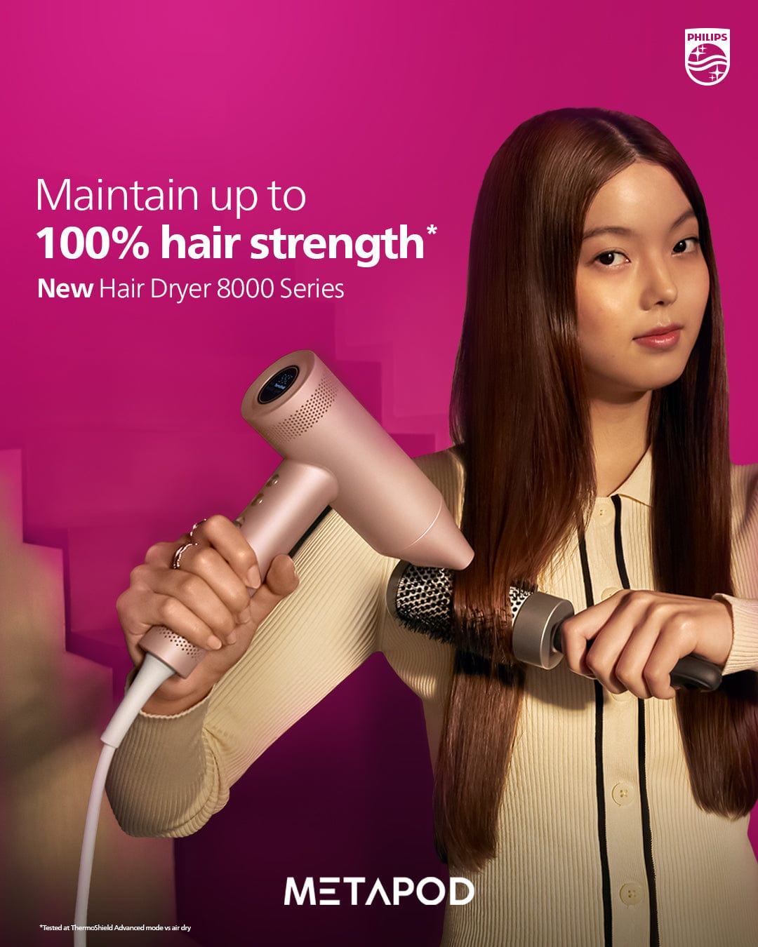 Philips BHD837/03 Hair Dryer 8000 Series with HP8401/00 StraightCare Essential Hair Straightener Bundle Set