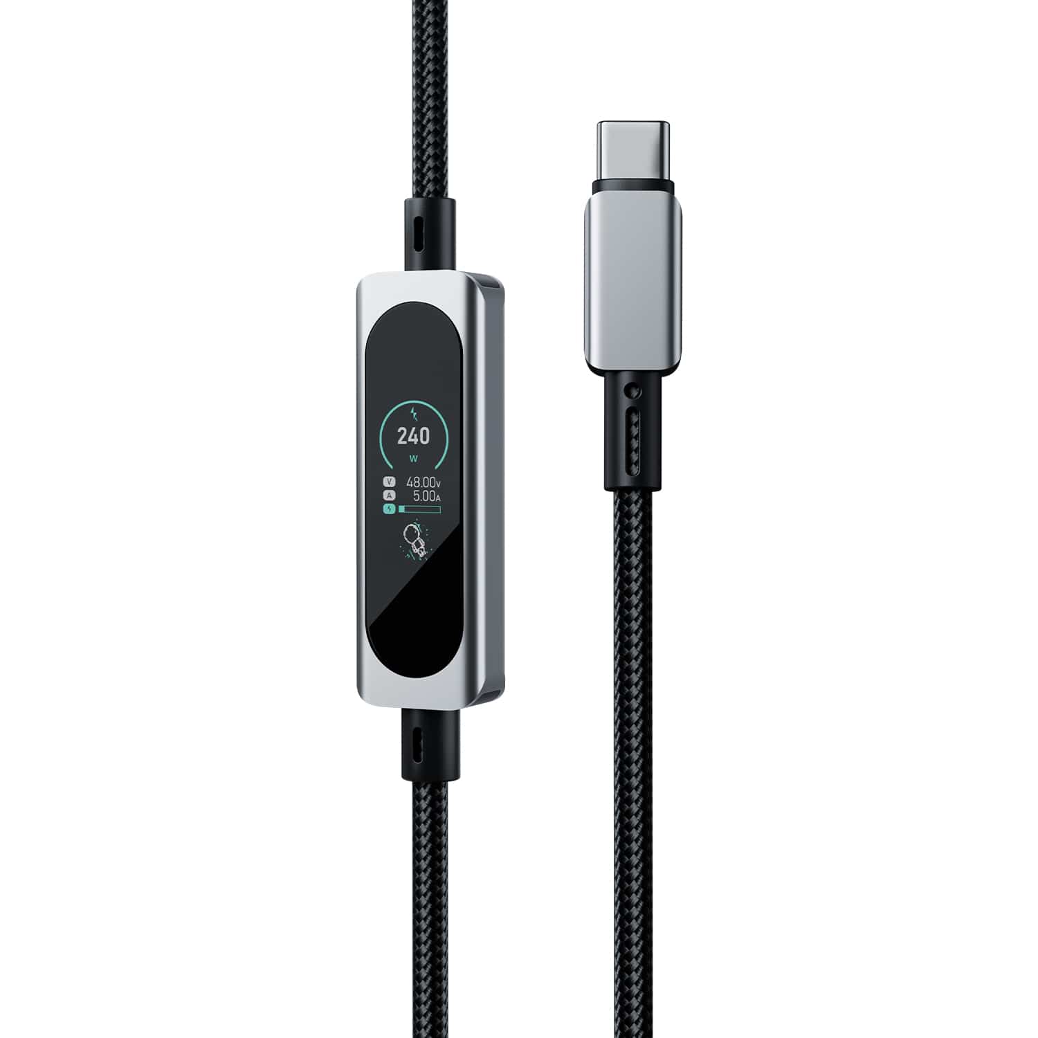 SKYZER CC621BK | 240W Type-C to Type-C Cable with Real-Time LED Power Display (1.2m)