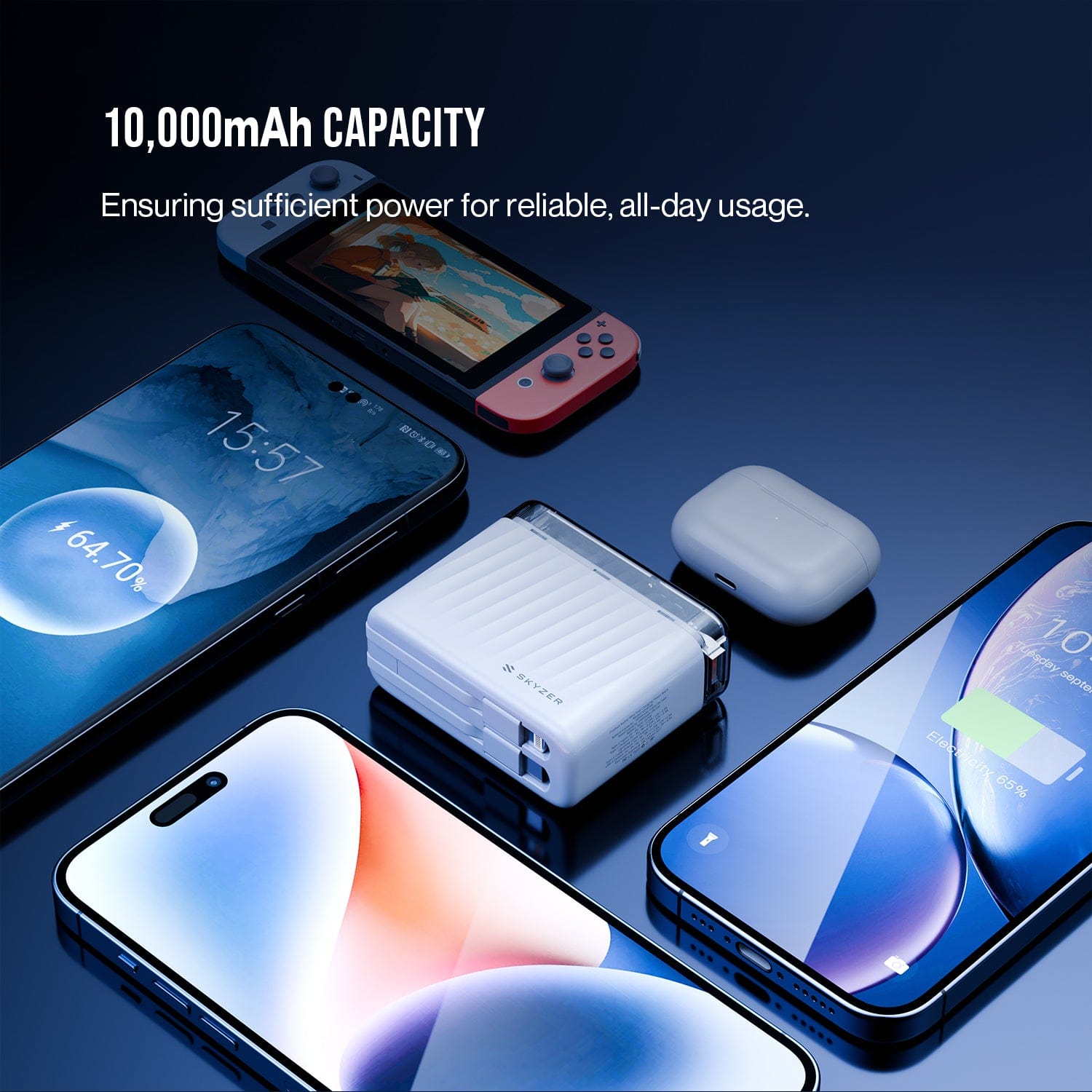 Skyzer Power Charge 706 | Built In cable10000mAh Powerbank