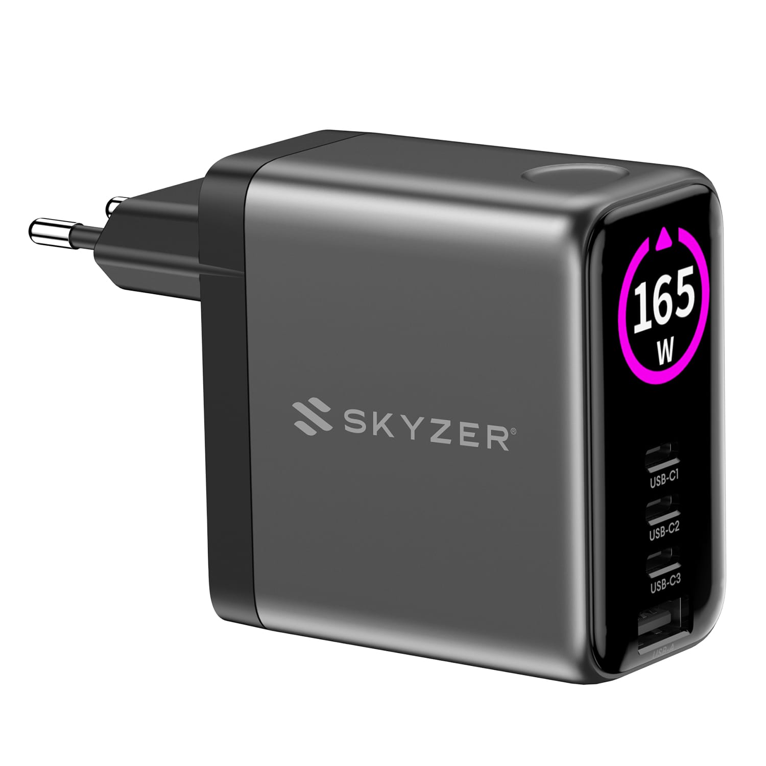 SKYZER PD173GY | 165W Display GaN Universal Travel Charger