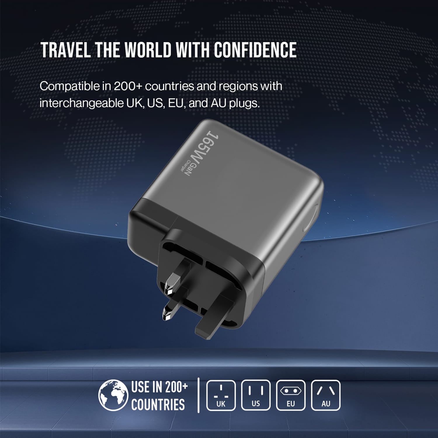 SKYZER PD173GY | 165W Display GaN Universal Travel Charger