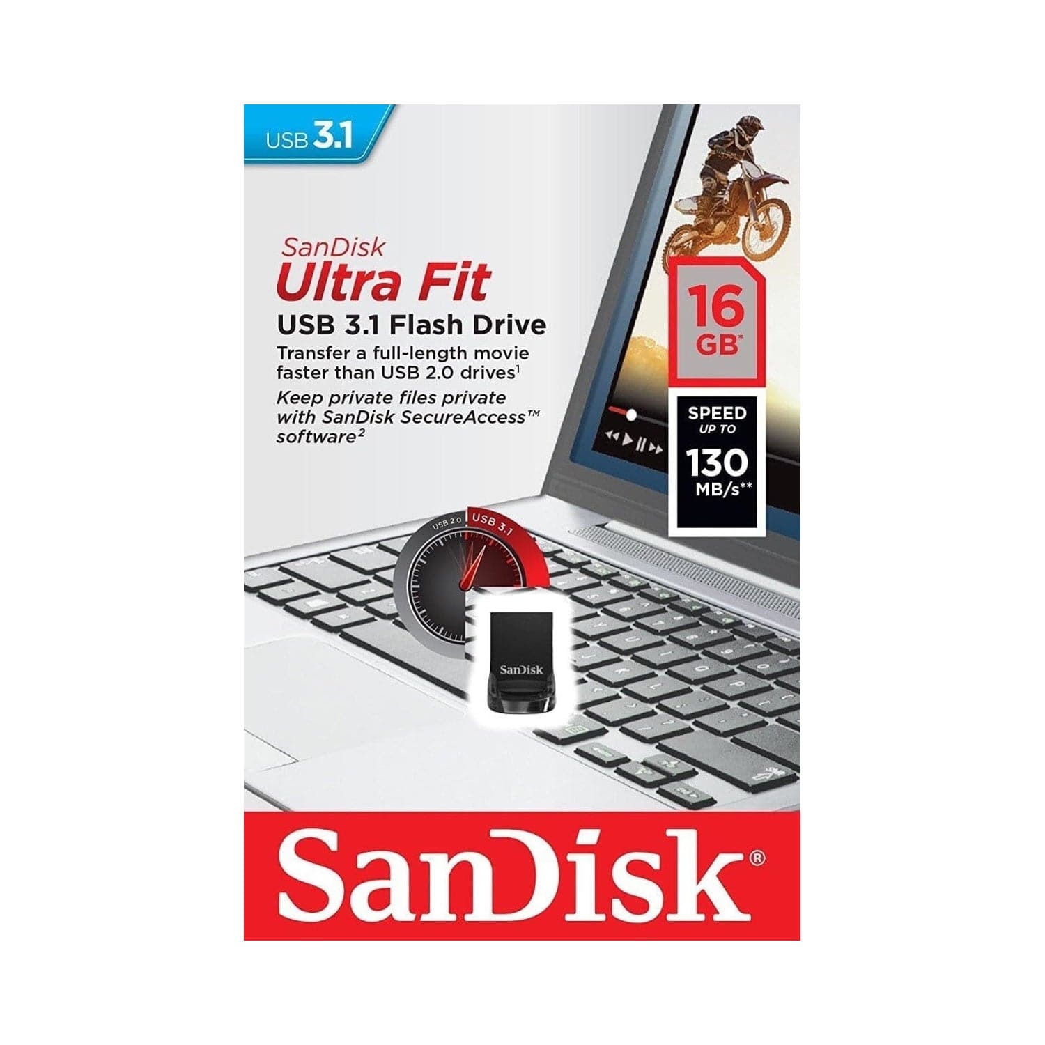 SanDisk Ultra Fit USB 3.1 Flash Drive with Up to 130MB/s Read Speed