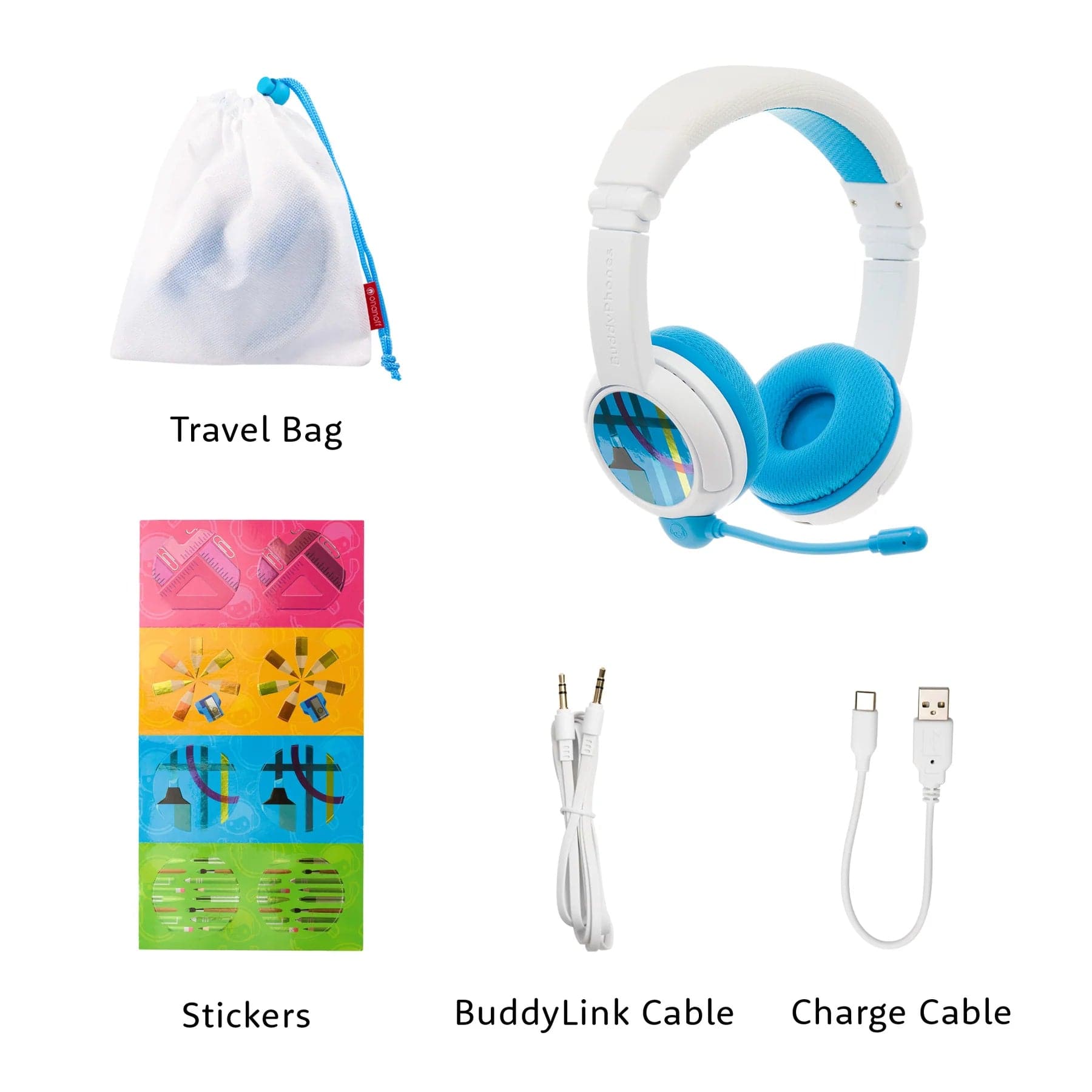 BuddyPhones School+ Wireless On Ear Headphones with Boom Mic