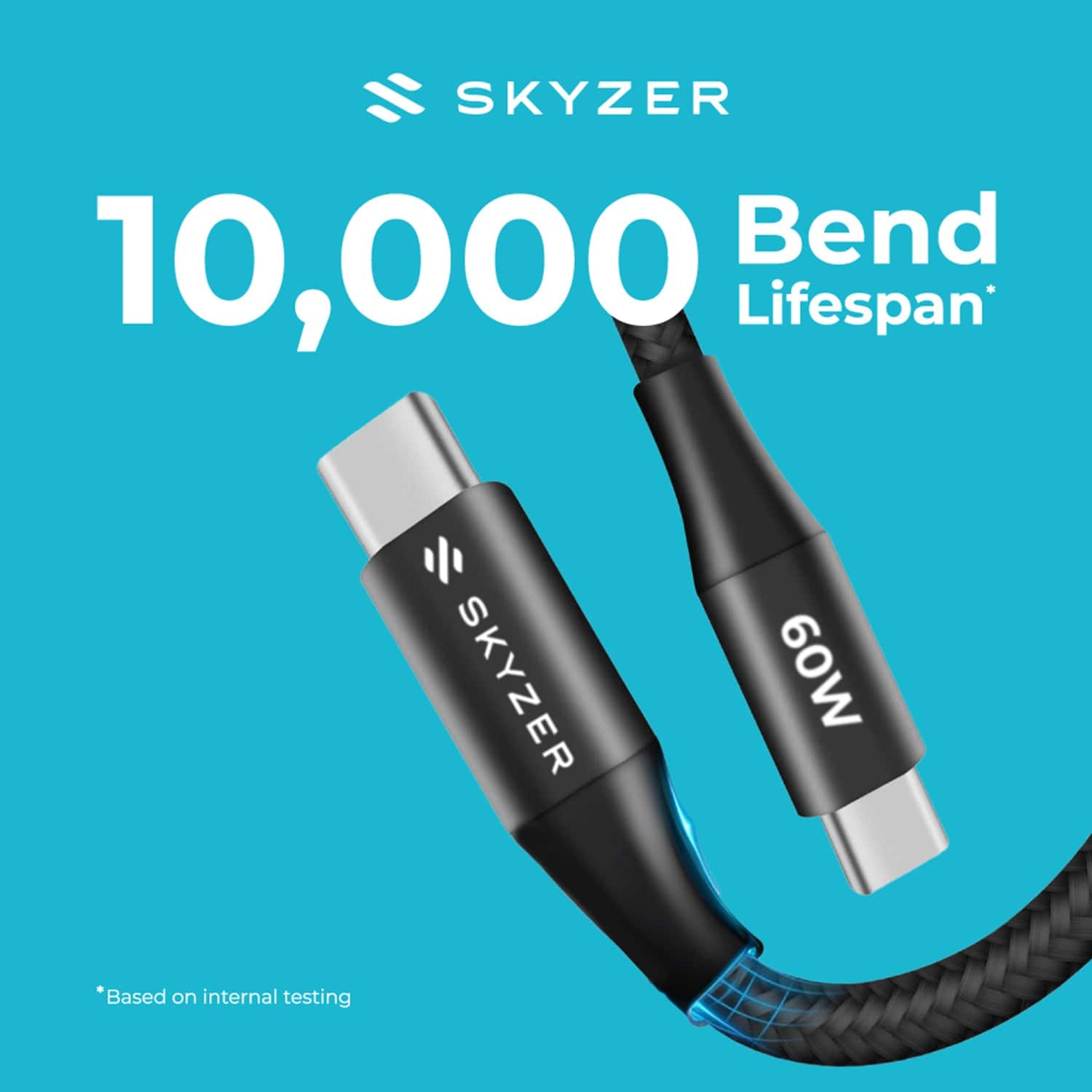 Skyzer 60W Premium USB-C to USB-C Braided Nylon Cable