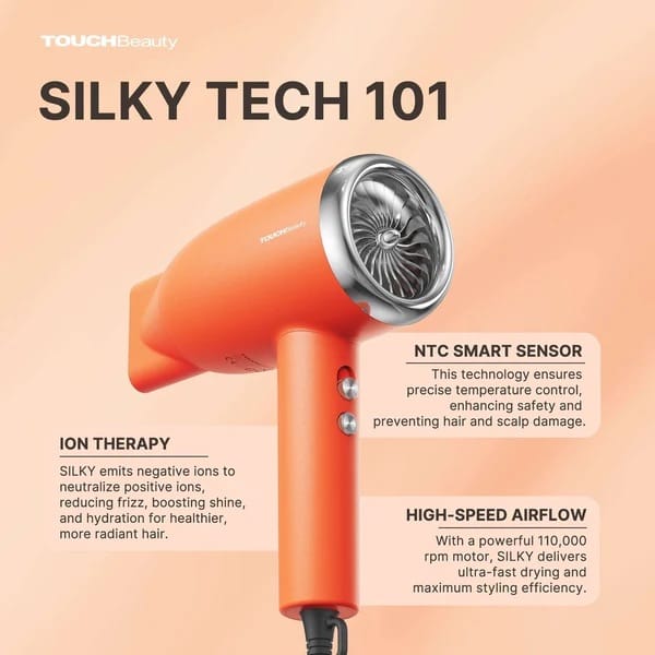 TOUCHBeauty SILKY Ionic Hair Dryer | Fast Dry & Anti-Frizz