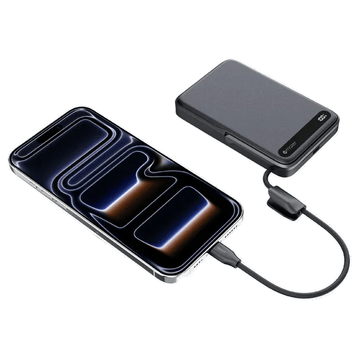 Mazer MagLink19 10,000mAh 15W PD27W Magnetic Wireless Charging Power Bank With Built-in USB-C Cable (CCC Certified)