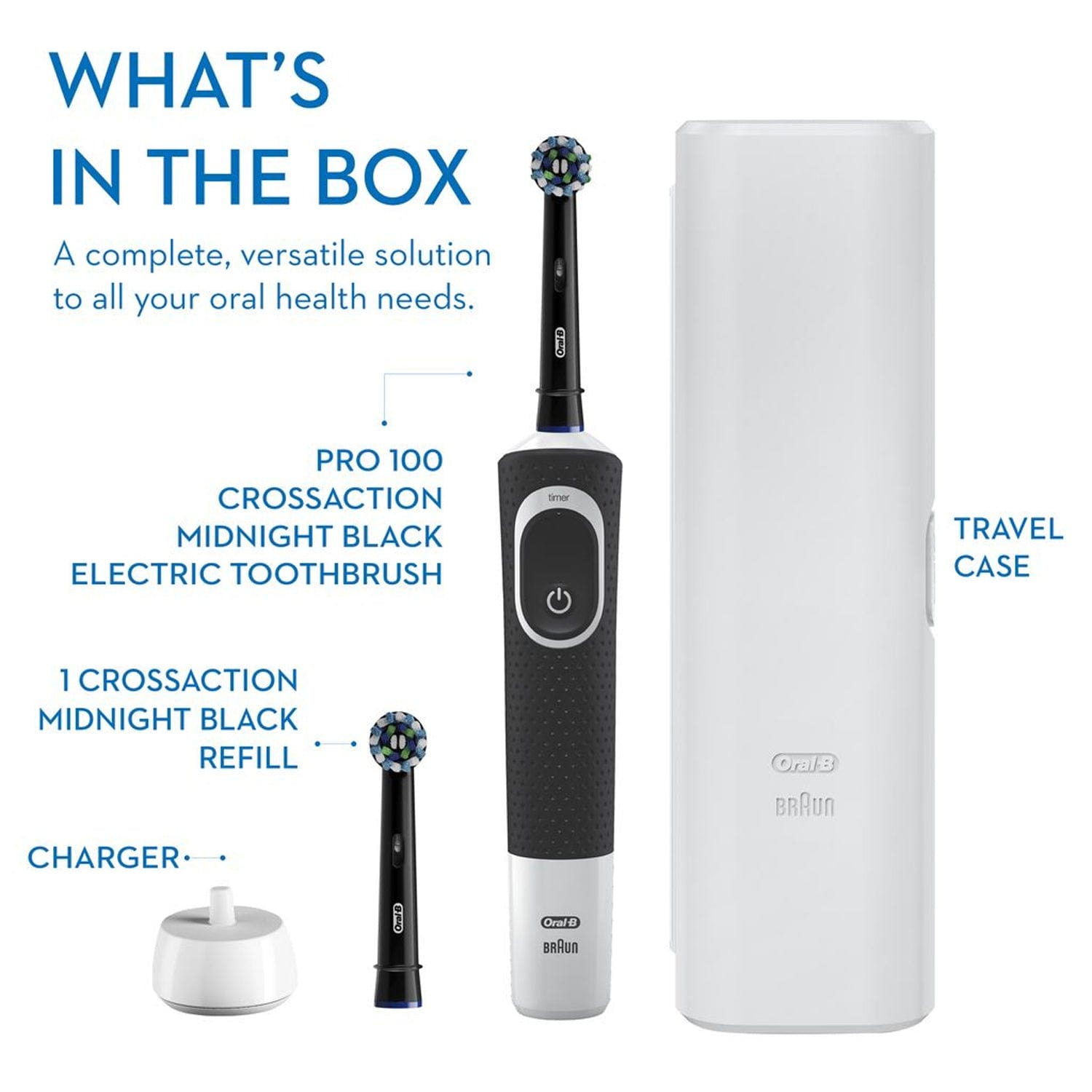 Braun Oral-B Pro 100 Cross Action Electric Toothbrush with Travel Case