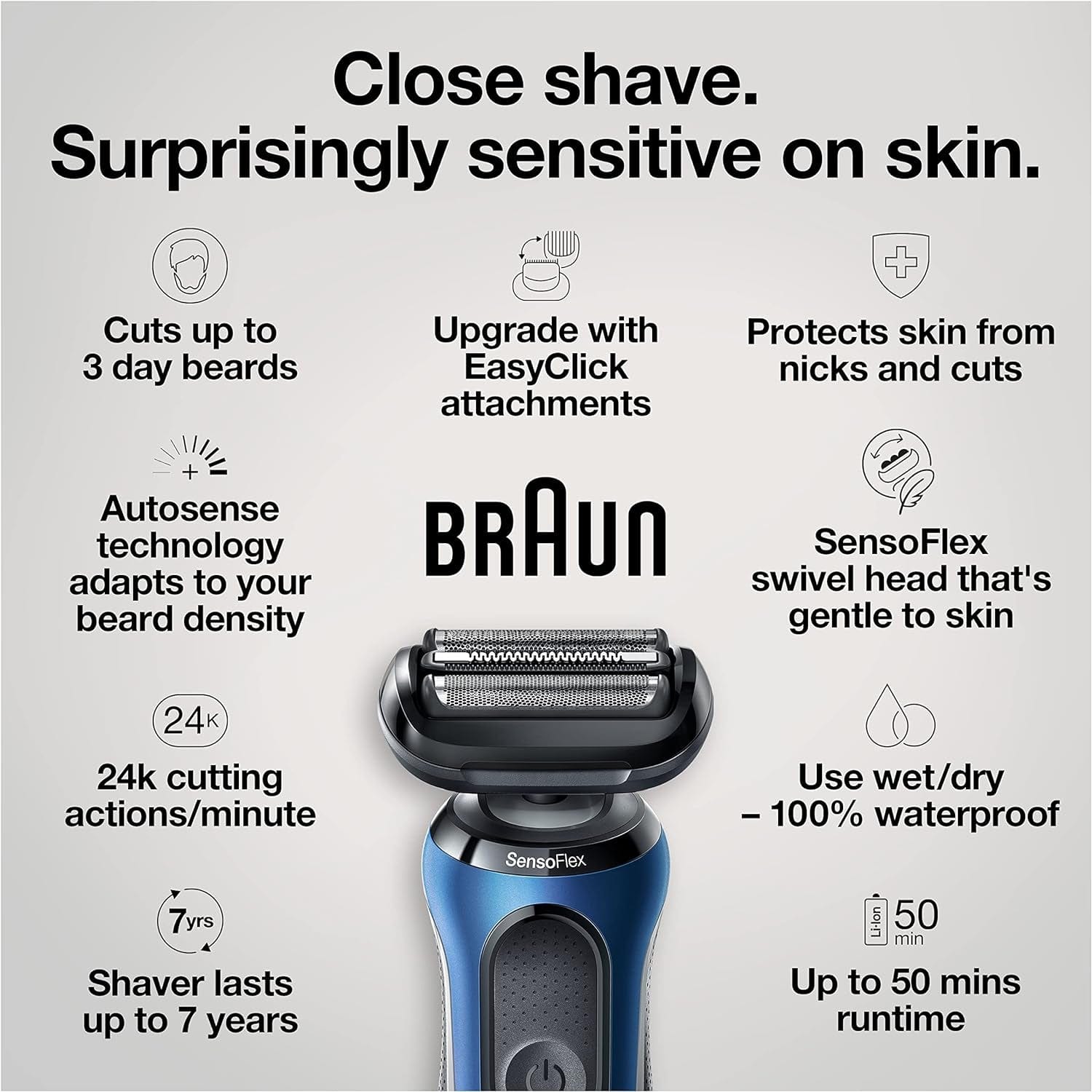 Braun Series 6 61-B1500s Wet & Dry Shaver with Travel Case & Beard Trimmer Attachment