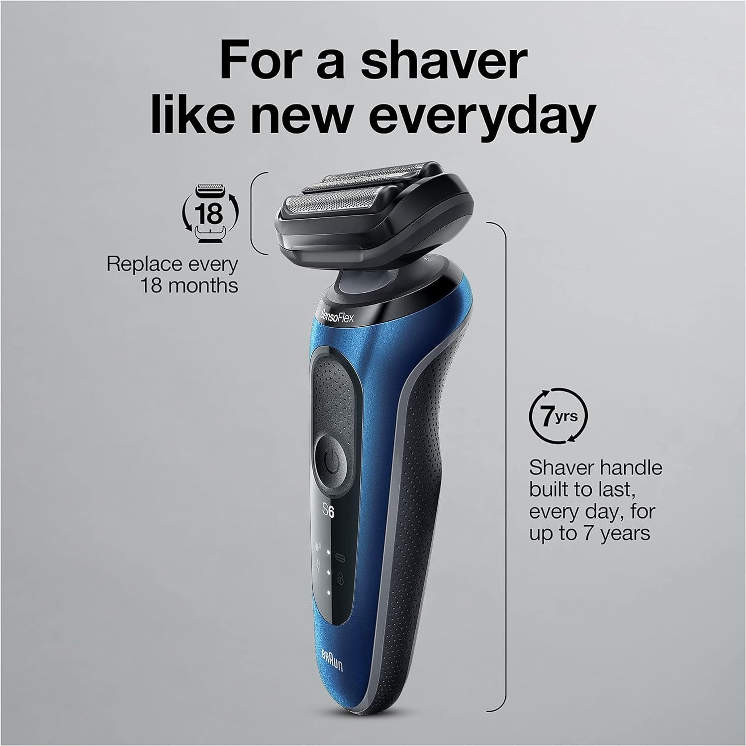 Braun Series 6 61-B1500s Wet & Dry Shaver with Travel Case & Beard Trimmer Attachment