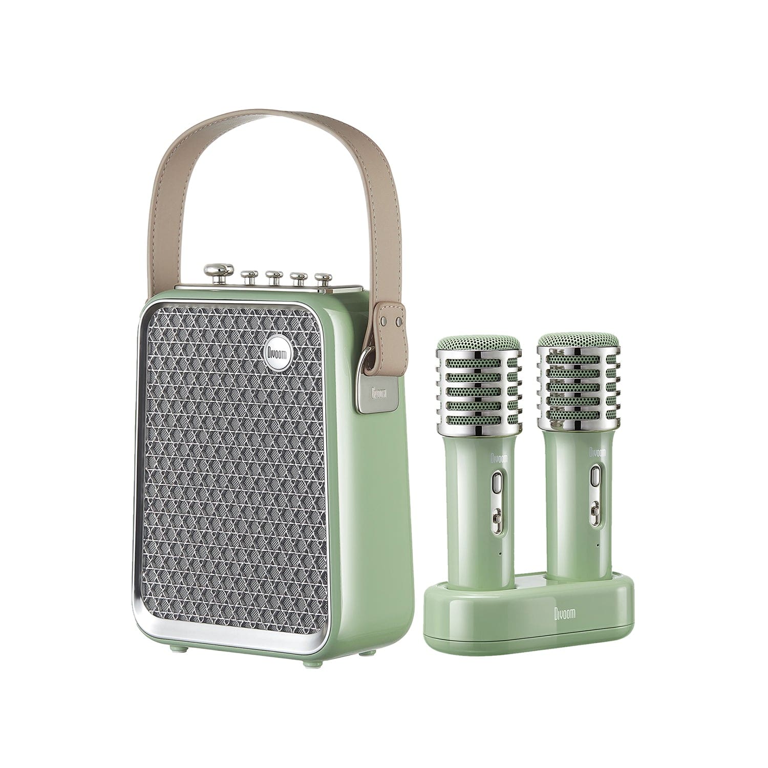 Divoom Songbird Portable Karaoke Speaker with Dual Wireless Microphones Hopeful  Green