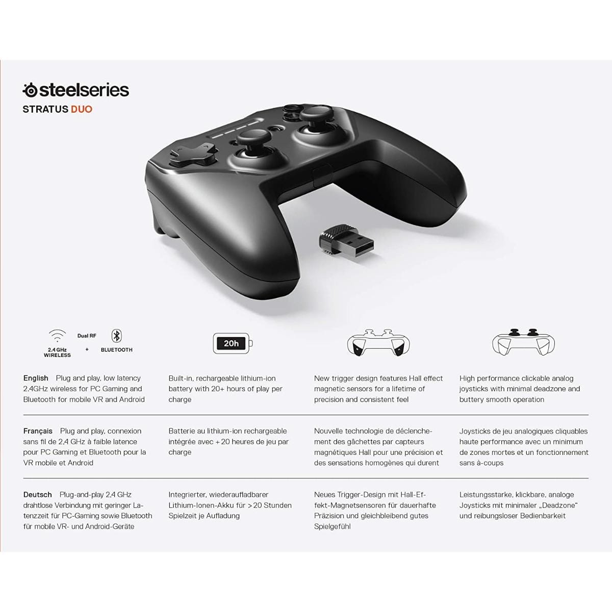 SteelSeries Stratus Duo Controller For Windows, Chromebook, Android  & VR