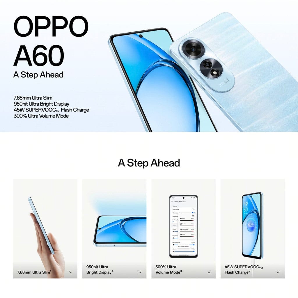 OPPO A60 Smartphone, 256GB