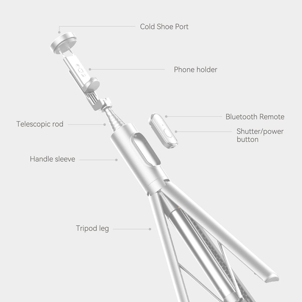 Mazer Foldafie Extend - Foldable Selfie Stick Tripod with Bluetooth Remote Control