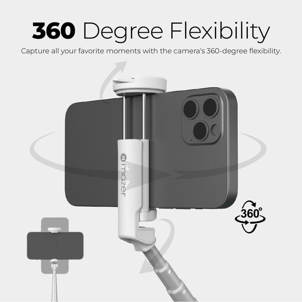 Mazer Foldafie Extend - Foldable Selfie Stick Tripod with Bluetooth Remote Control