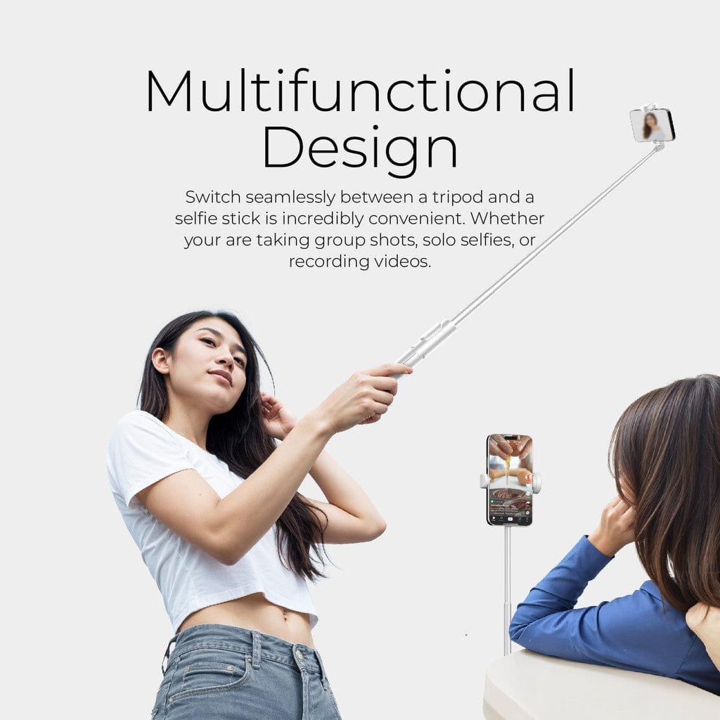 Mazer Foldafie Extend - Foldable Selfie Stick Tripod with Bluetooth Remote Control