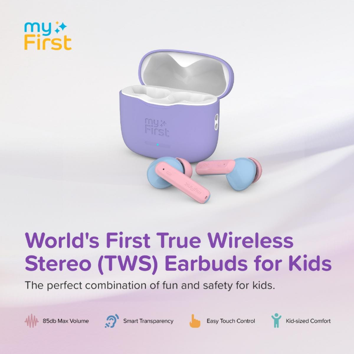 myFirst CareBuds - True Wireless Stereo for Kids TWS BT Headphones for Kids In-Ear-Headphones