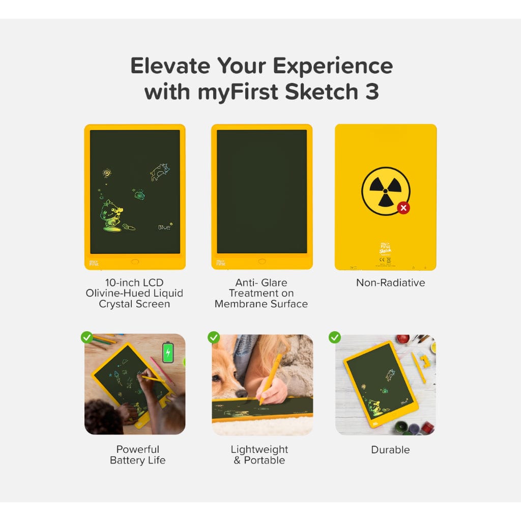 MyFirst Sketch 3 Yellow Drawing Board for Kids Sketching Art Pad Tablets LCD Writing Pad Learning Toy