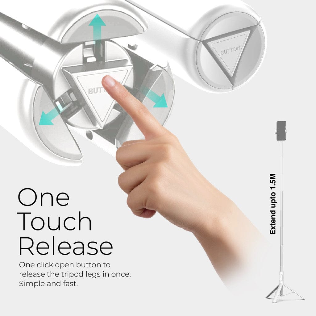 Mazer Foldafie Extend - Foldable Selfie Stick Tripod with Bluetooth Remote Control