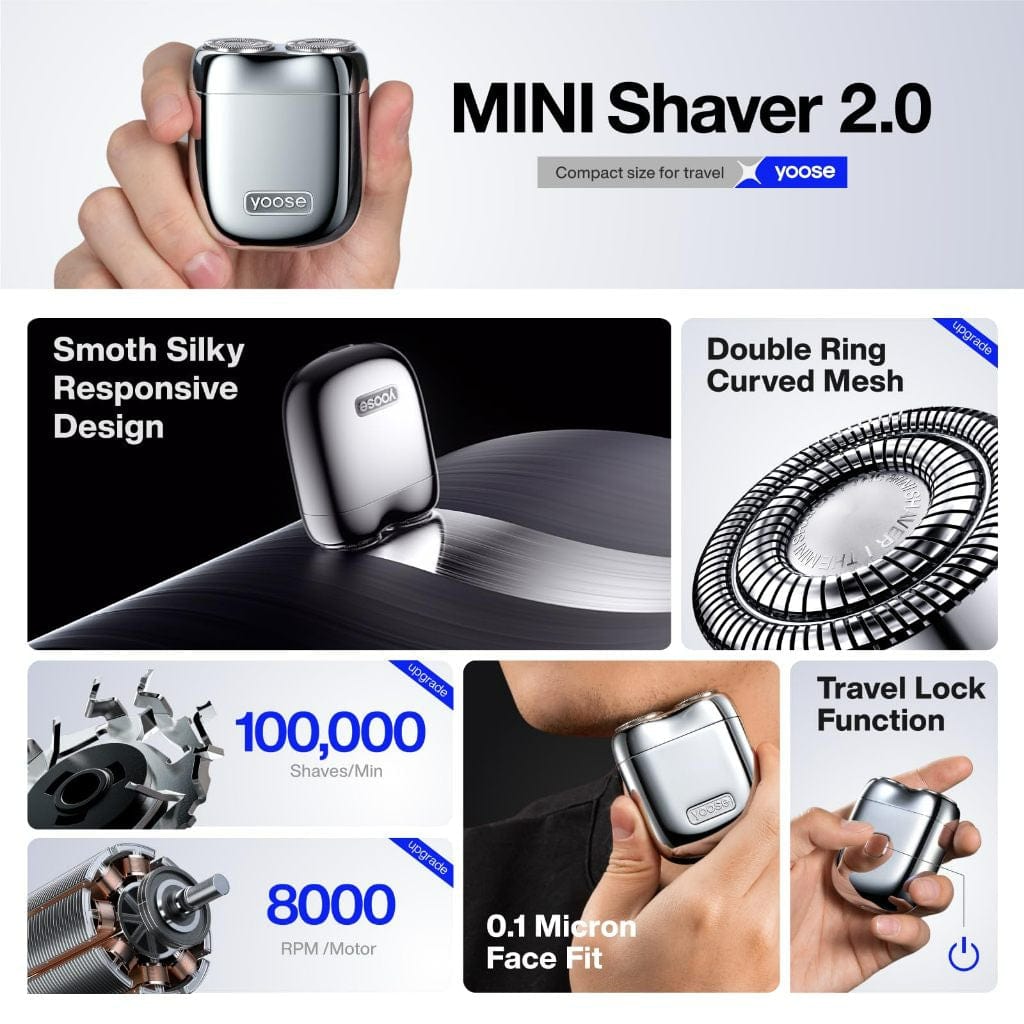 Yoose Mini Shaver 2.0 Portable Electric Rechargeable Razor