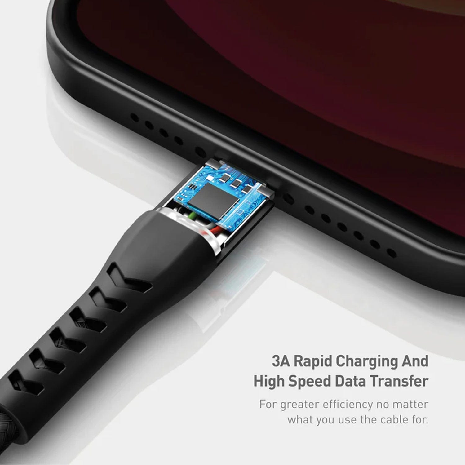 Energea NyloFlex LIghtning to USB-A Charging Cable with 3A High Speed Charge & Sync 30 cm