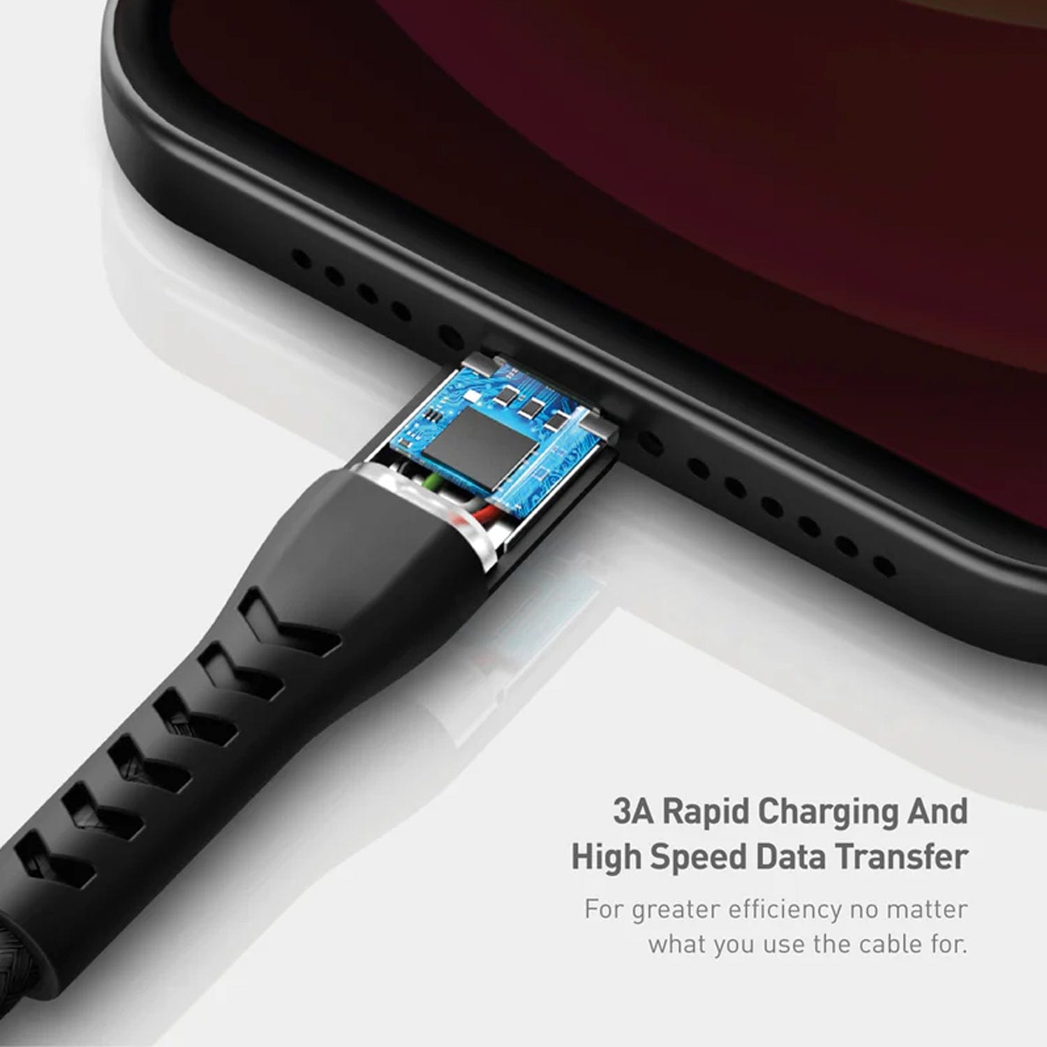 Energea NyloFlex Lightning to USB-C Cable with 3A High Speed Charge & Sync 30 cm