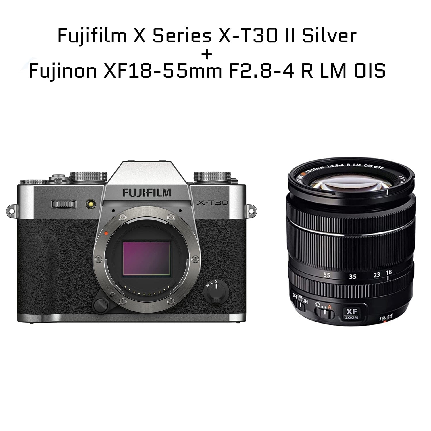 Fujifilm X Series X-T30 II Digital Camera Silver / Body + Fujinon XF18-55mm F2.8-4 R LM OIS