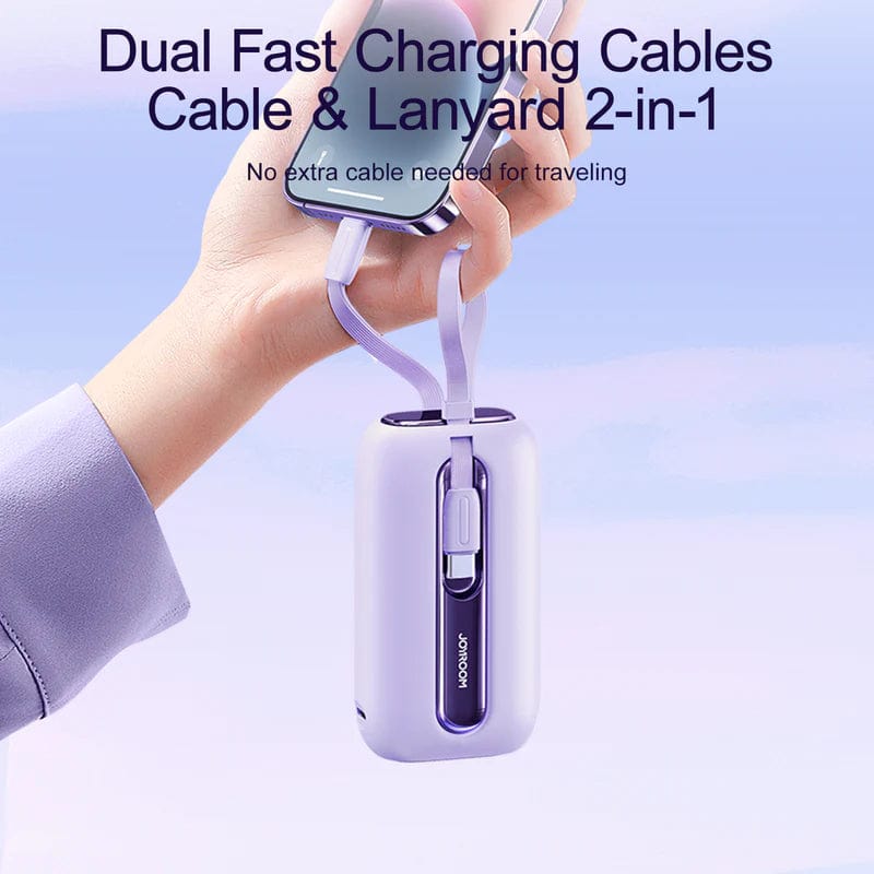 Joyroom JR-L012 Colorful Series 22.5W 10,000 mAh Mini Power Bank with Dual Cables (USB to Type-C 0.25m Cable)