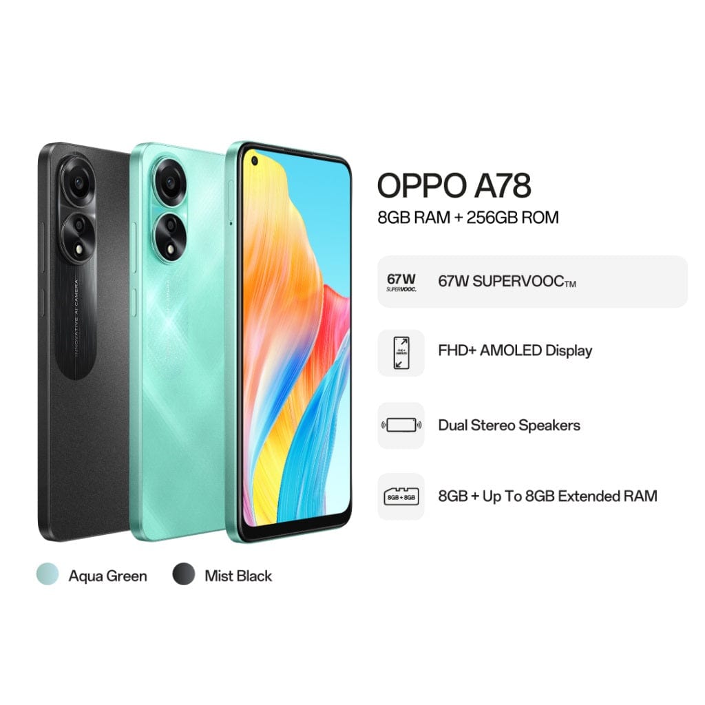 Oppo A78 Smartphone, 8GB+256GB