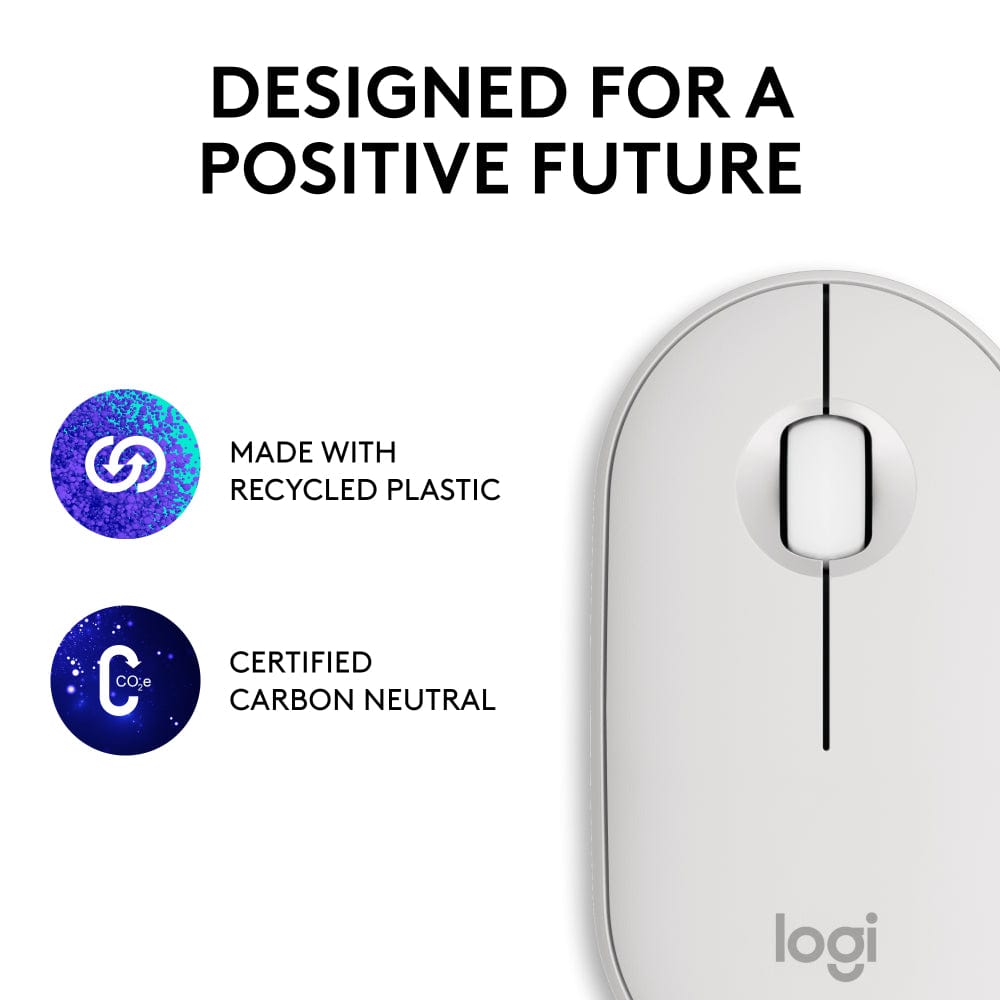 Logitech Pebble Mouse 2 M350S Slim, Compact Bluetooth Mouse with Customizable Button