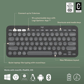 Logitech Pebble Keys 2 K380s Multi-Device Bluetooth Wireless Keyboard