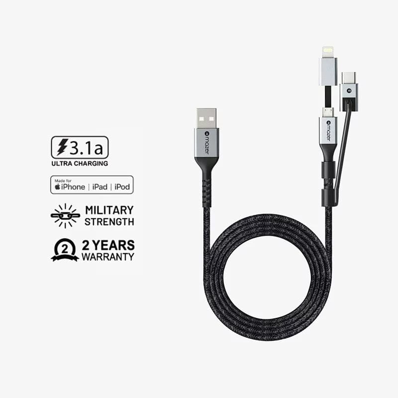 Mazer Infinite.LINK Pro 3 USB-A to Lightning 3-in-1 Cable 1m