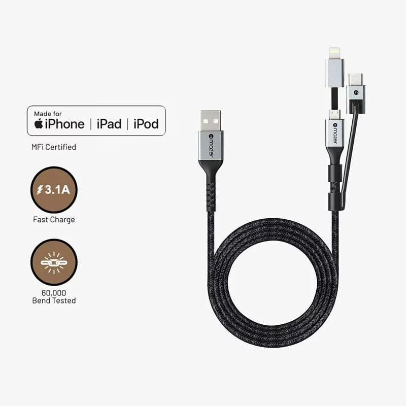 Mazer Infinite.LINK Pro 3 USB-A to Lightning 3-in-1 Cable 1m