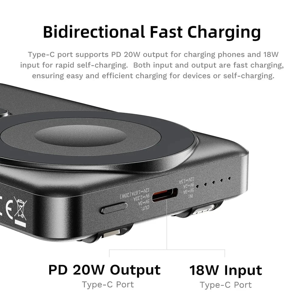 ROCK P50 5in1 PD20W Magnetic Holder Fast Charging Power Bank with Cables (10000mAh)