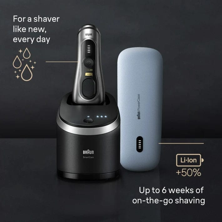 Braun Series 9 Pro+ 9577cc Wet & Dry Shaver with 6-in-1 SmartCare Center and PowerCase, Silver