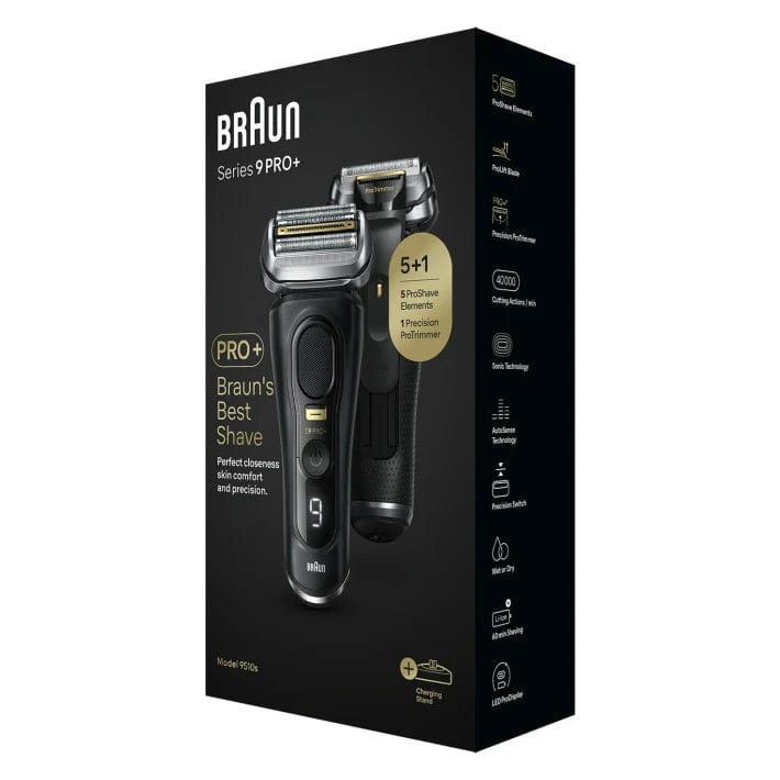 Braun Series 9 Pro+ 9510s Wet & Dry Shaver with Charging Stand and Travel Case, Atelier Black