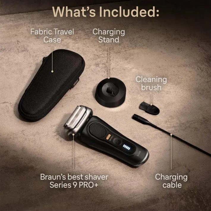 Braun Series 9 Pro+ 9510s Wet & Dry Shaver with Charging Stand and Travel Case, Atelier Black