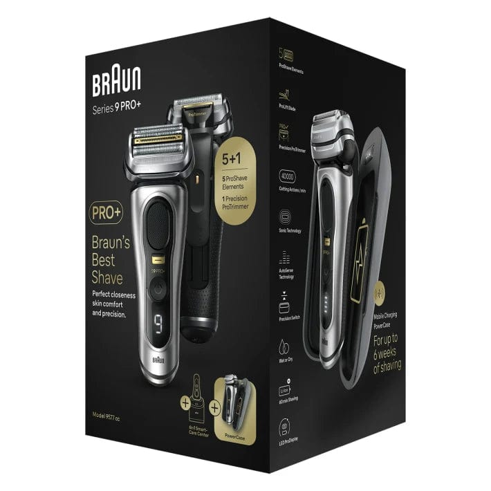 Braun Series 9 Pro+ 9577cc Wet & Dry Shaver with 6-in-1 SmartCare Center and PowerCase, Silver