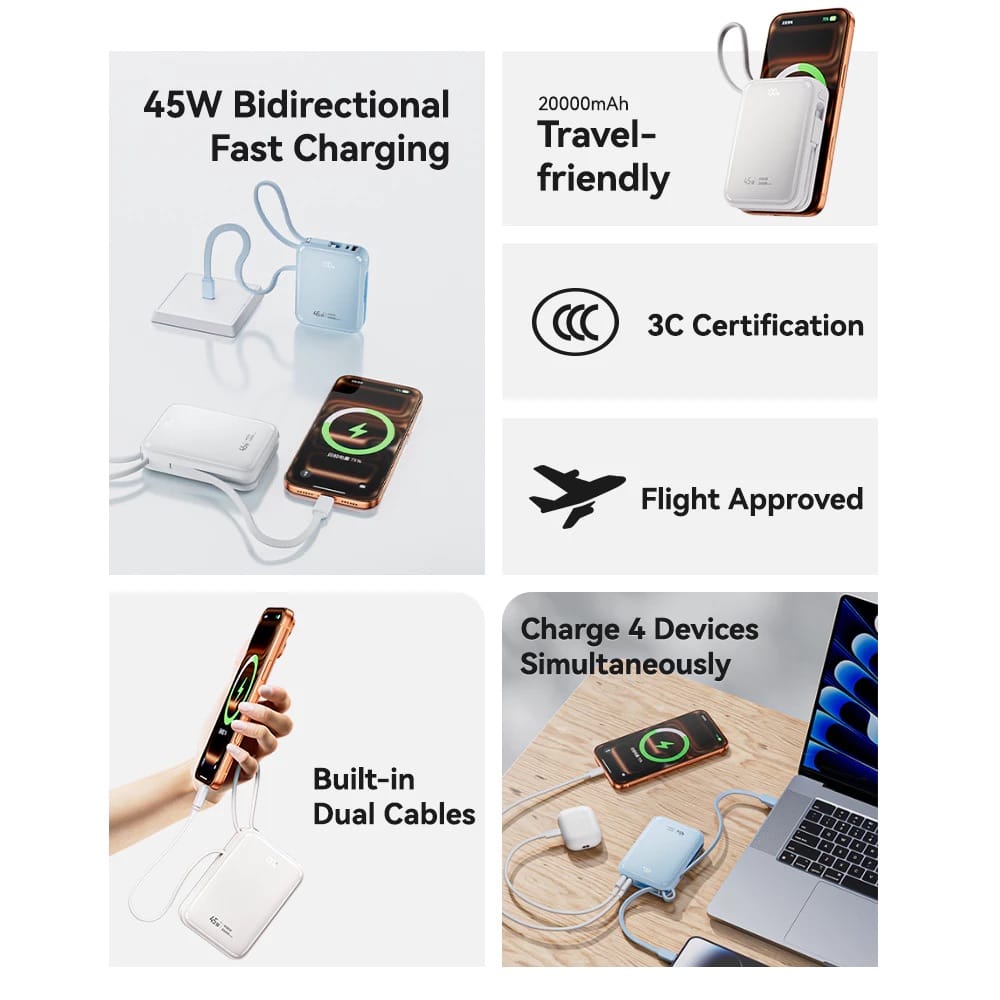 ROCK Interstellar Series C03/C04 45W Power Bank with Built-in Cable [CCC-Certified]