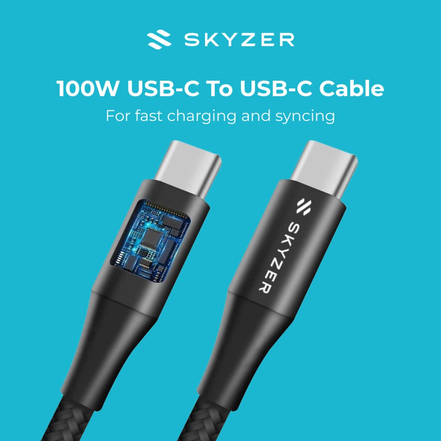 Skyzer 100W Premium USB-C to USB-C Braided Nylon Cable