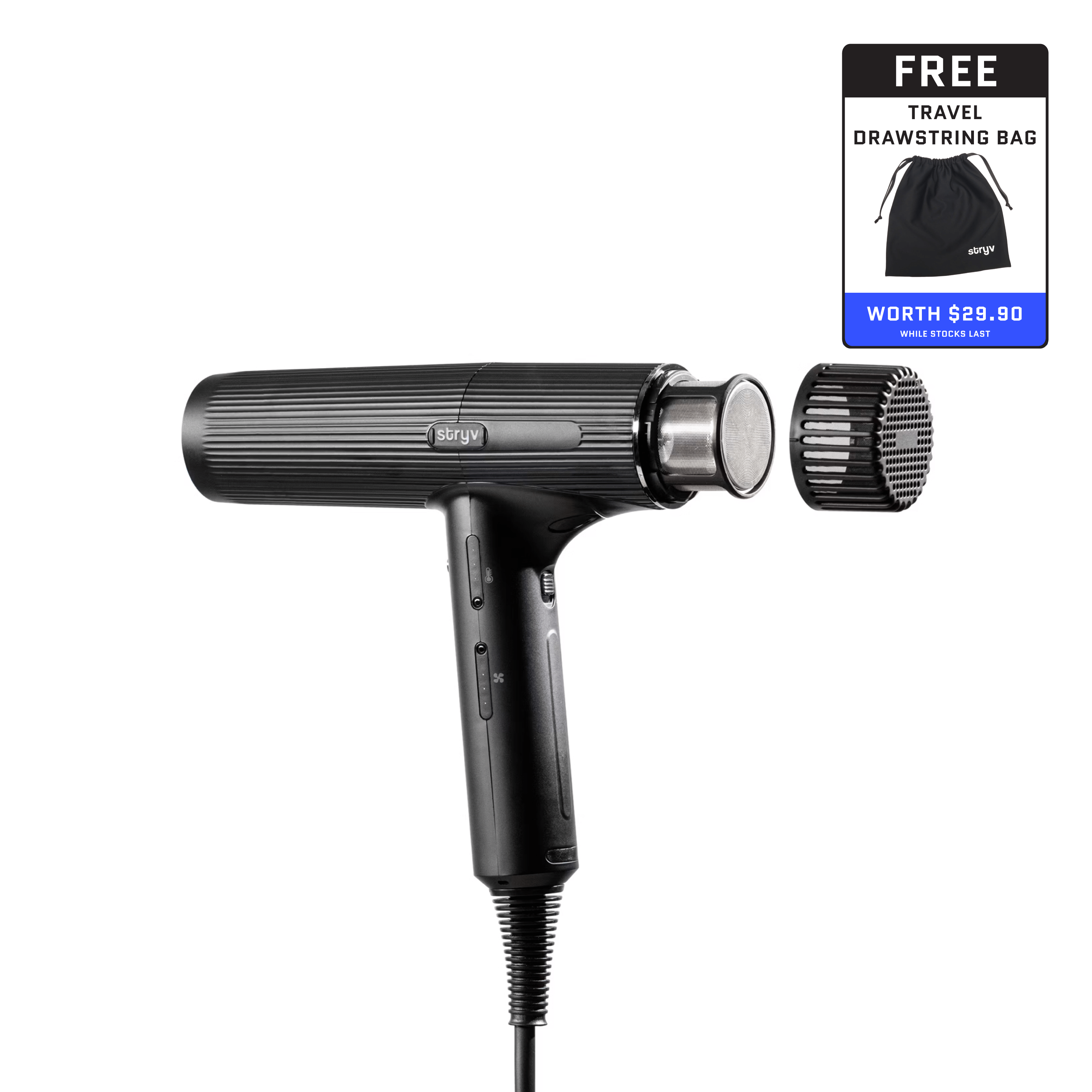 Stryv Professional Salon Grade Bladeless Hair Dryer Black