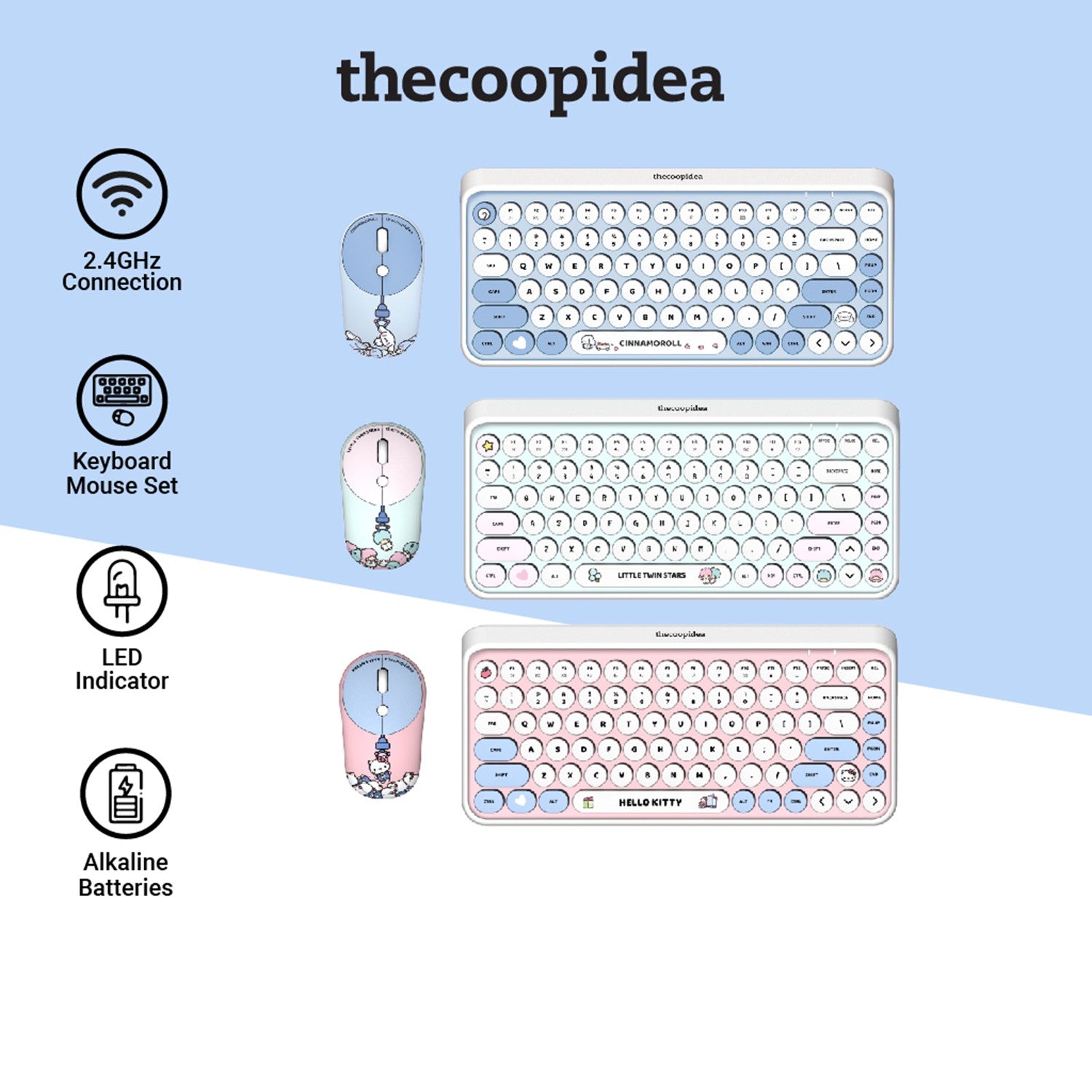 Thecoopidea Sanrio Tappy Wireless Keyboard & Mouse Set
