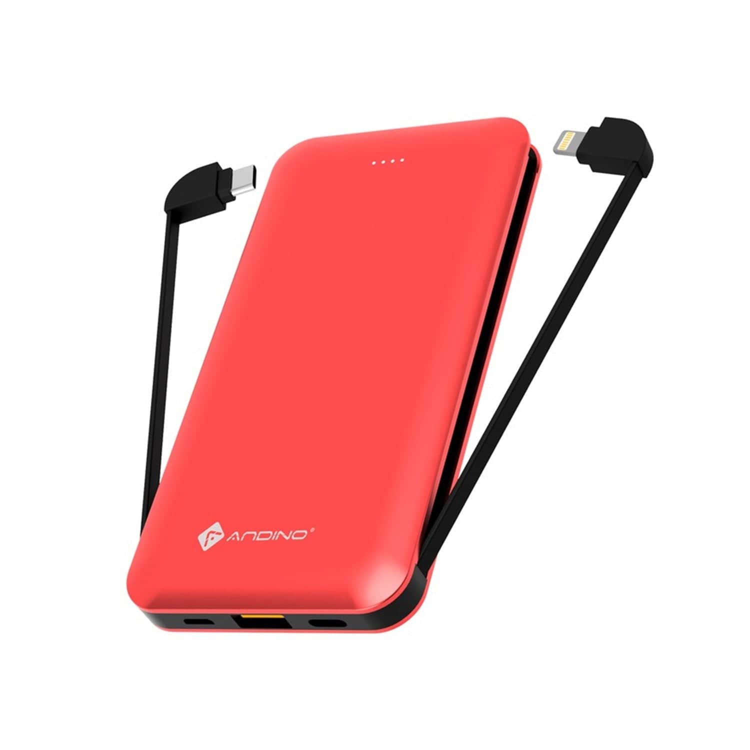 Andino PowerTWIN MFI 10000 QCPD 3.0 Fast Charge Power Bank (Matte Aluminium) Red