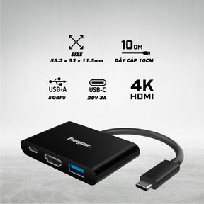 Energizer USB-C 3.1 to USB-A 3.0 HDMI USB-C Multiport Hub