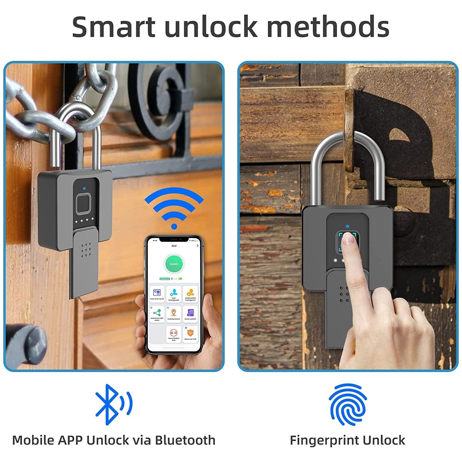 Fingerprint Padlock, Smart Lock with App Support