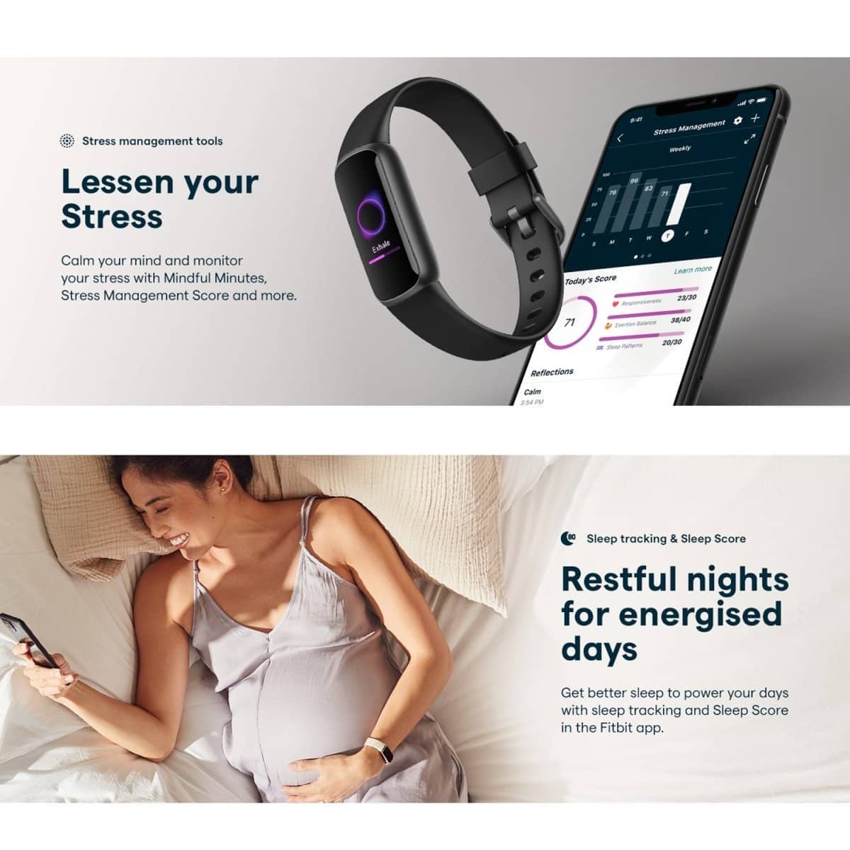 Fitbit Luxe-Fitness and Wellness-Tracker with Stress Management,  Sleep-Tracking and 24/7 Heart Rate, Orchid/Platinum Stainless Steel, One  Size, S & L