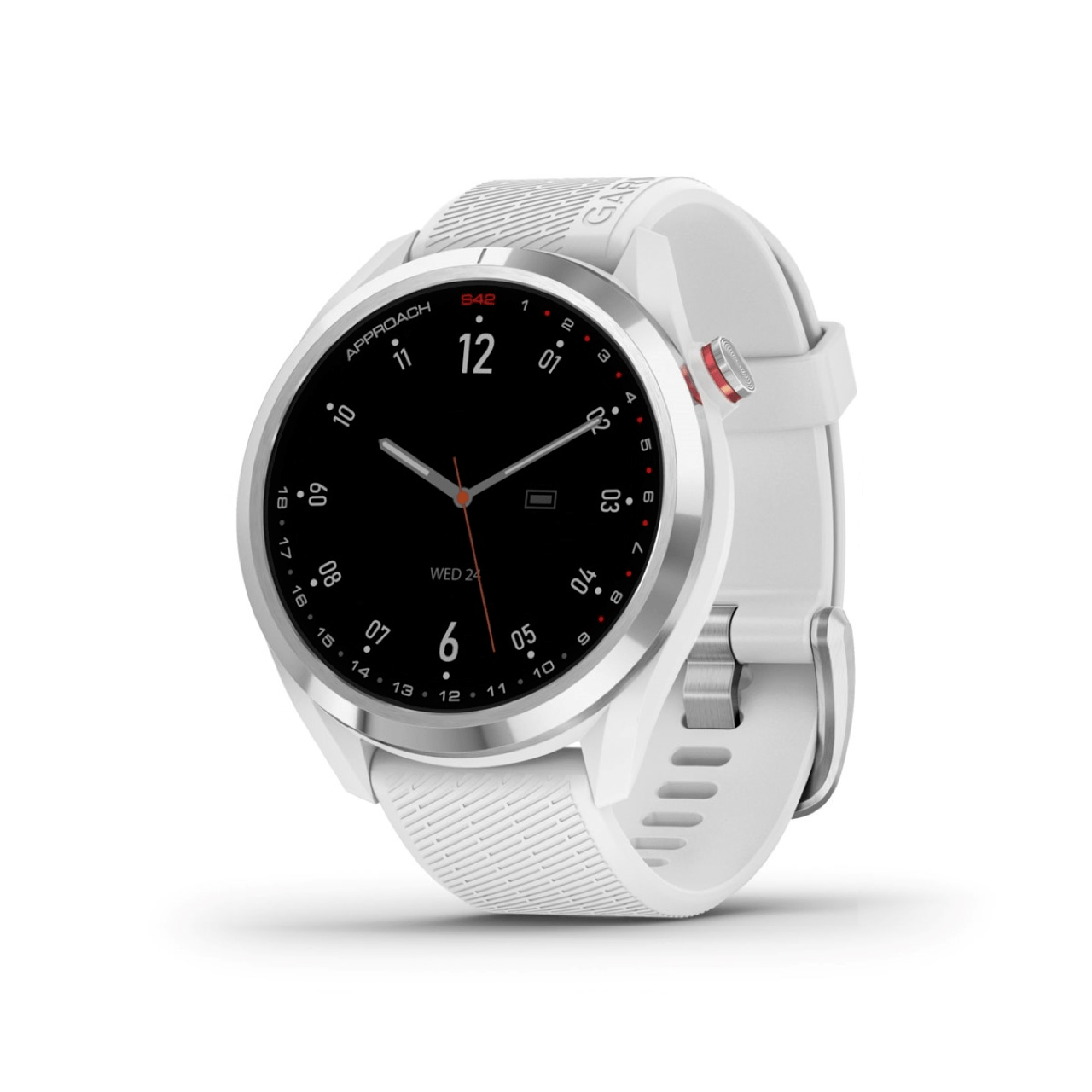 Garmin Approach S42 GPS Golf Smartwatch Polished Silver with White Band